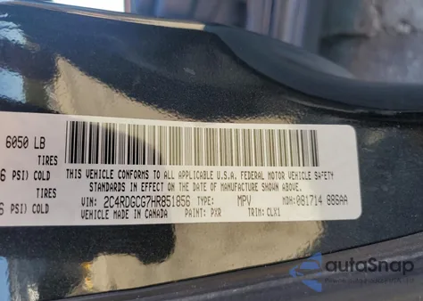 2017 Dodge Grand Caravan Sxt z USA, uszkodzony, nr VIN 2C4RDGCG7HR851856